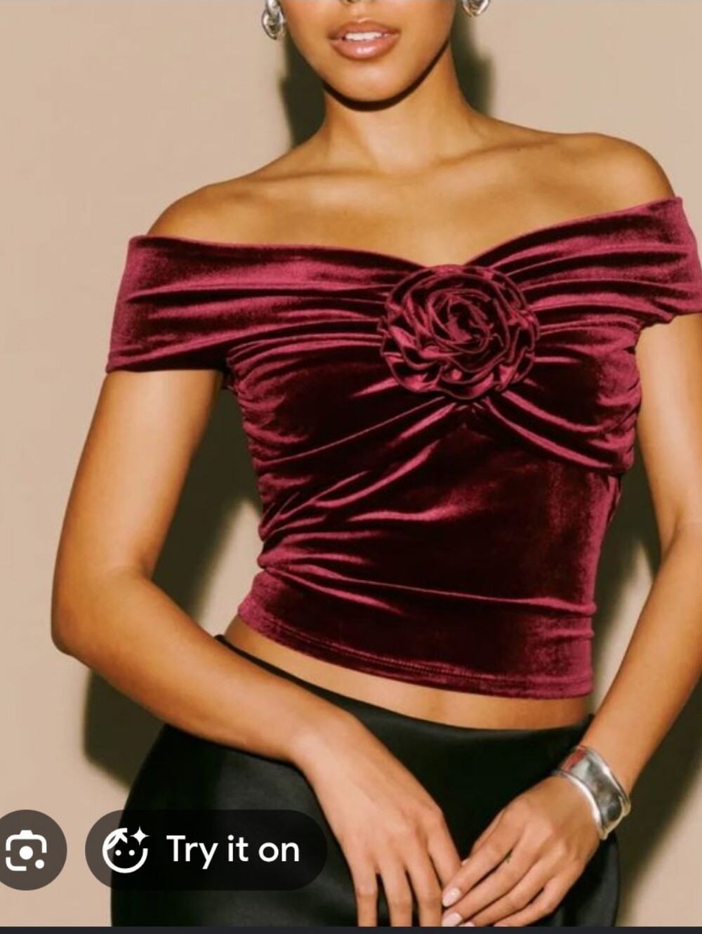 Reformation Velvet Rose Detail Top